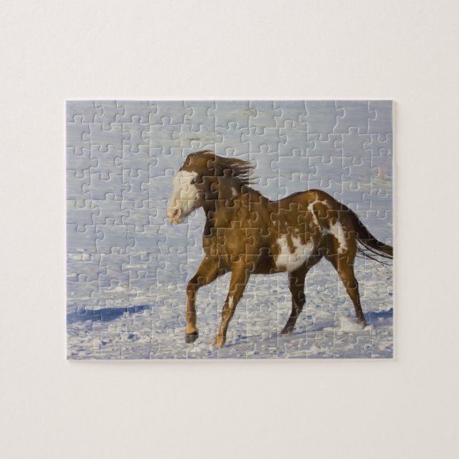 Puzzle Chevaux courant dans la neige (Horizontal)