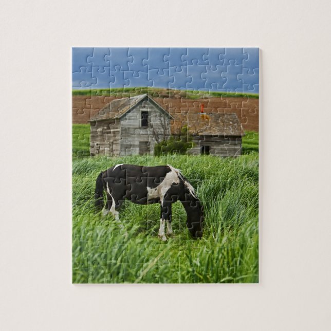 Puzzle Chevaux dans un champ dans la Palouse 2 (Vertical)