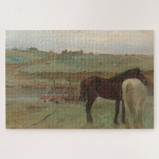 Puzzle Chevaux dans une prairie, Peinture à l'huile, Edga (Horizontal)