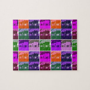 Puzzle Chevaux d'art pop multicolore