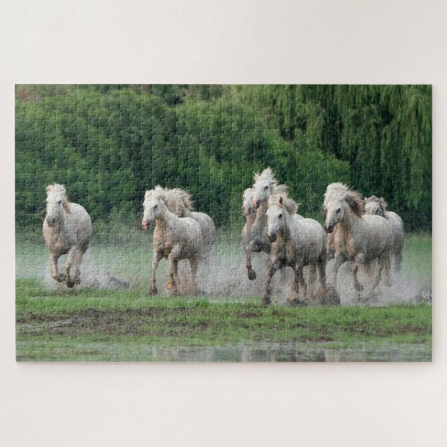 Puzzle Chevaux de Camargue courant dans l'eau (Horizontal)