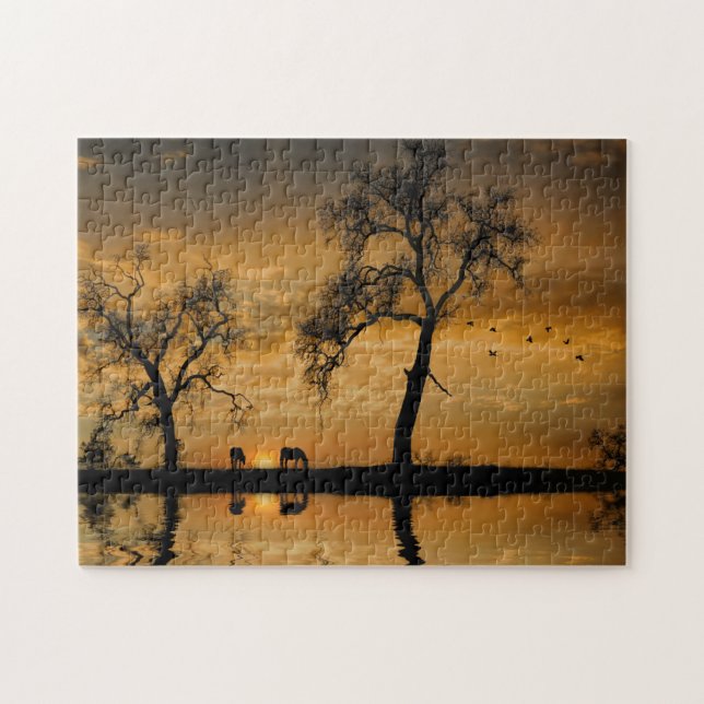 Puzzle Chevaux de campagne dans le Sunset du Sud-Ouest (Horizontal)