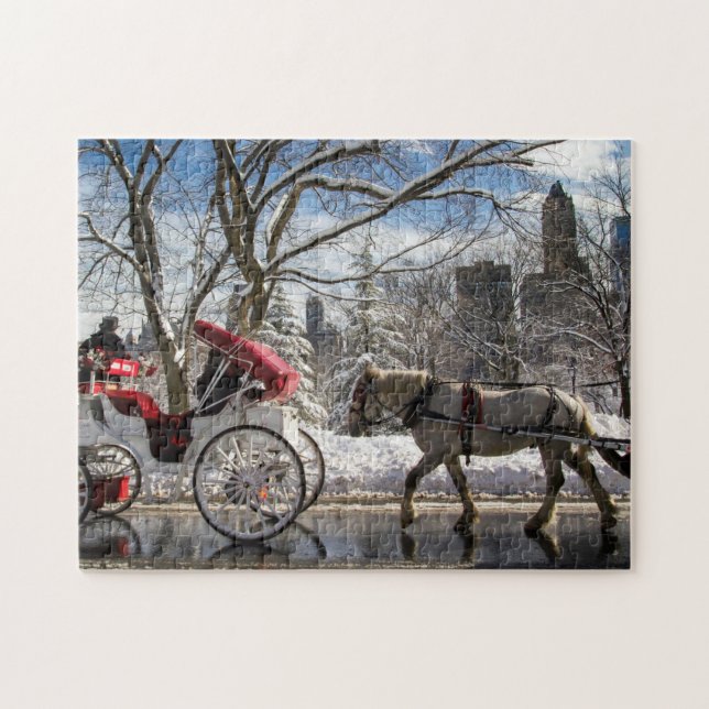 Puzzle Chevaux de chariot d'hiver dans le Central Park (Horizontal)