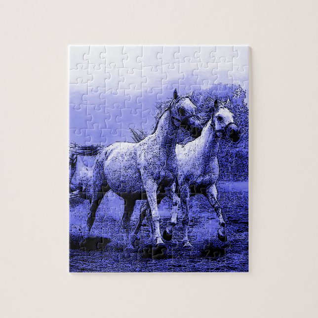 Puzzle Chevaux de course et Lune Bleue (Vertical)