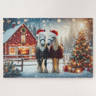 Puzzle Chevaux de Noël de Santa à la ferme
