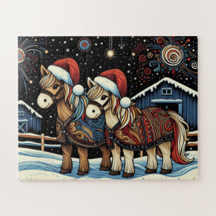 Puzzle Chevaux de Noël Fantaisistes