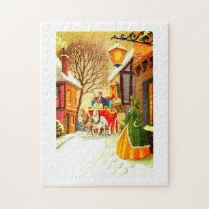 Puzzle Chevaux et calèche en art vintage