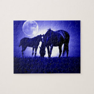 Puzzle Chevaux et nuit bleue