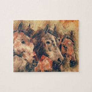 Puzzle Chevaux Peinture d'aquarelle artistique