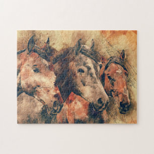 Puzzle Chevaux Peinture d'aquarelle artistique