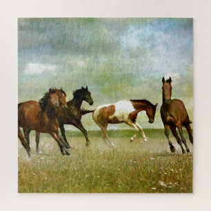 Puzzle Chevaux sauvages - Art créatif Vintage