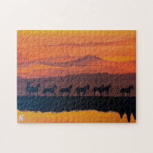 Puzzle Chevaux sauvages du Montana Peinture par Alfred Fo