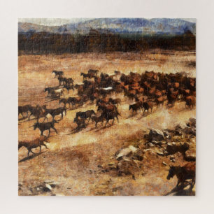 Puzzle Chevaux Sauvages : Majesté d'Animal Artistique.