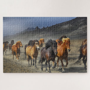 Puzzle Chevaux Sauvages Montagnes Désertiques Collines Ph