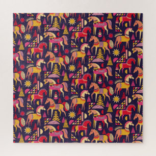 Puzzle Chevaux Scandinaves : Décoration Décorative Sans C
