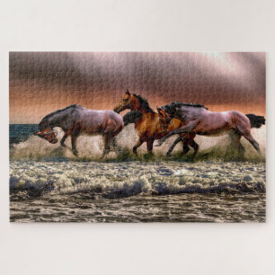 Puzzle Chevaux sur une mer qui se nourrit