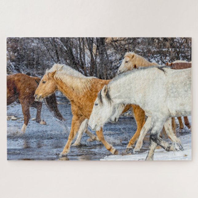 Puzzle Chevaux traversant le ruisseau (Horizontal)