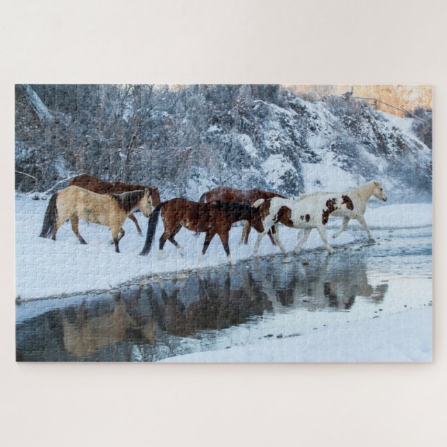 Puzzle Chevaux traversant le ruisseau (Horizontal)
