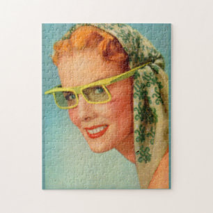 Puzzle cheveux rouges, lunettes de soleil jaune citron