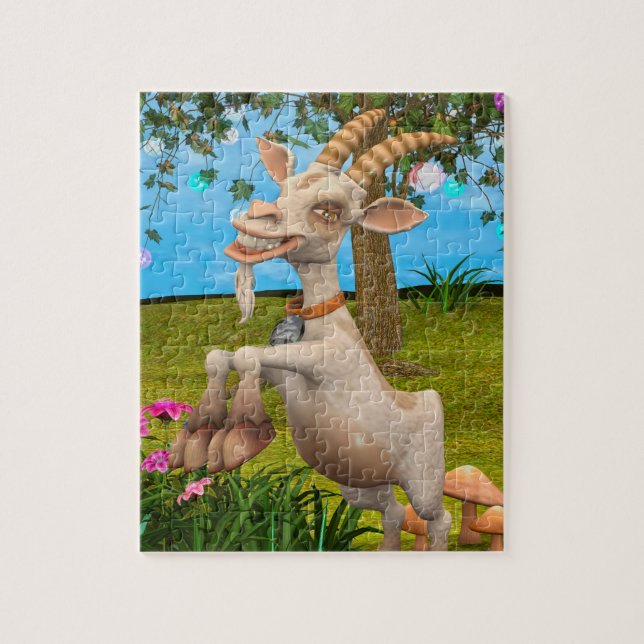 Puzzle Chèvre de dessin animé drôle Art d'animal de jardi (Vertical)