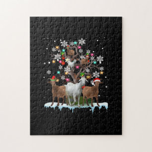 Puzzle Chèvre de Noël sur arbre Père Noël Goat Lover