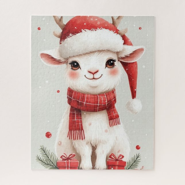 Puzzle Chèvre mignonne de la ferme de Noël  (Vertical)