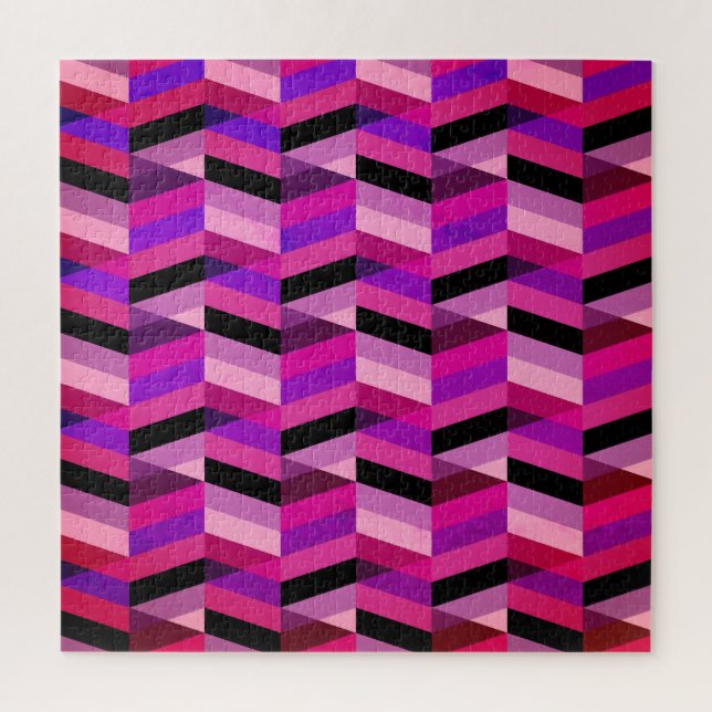 Puzzle Chevron Abstrait/Herringbone | Purples et violets (Vertical)