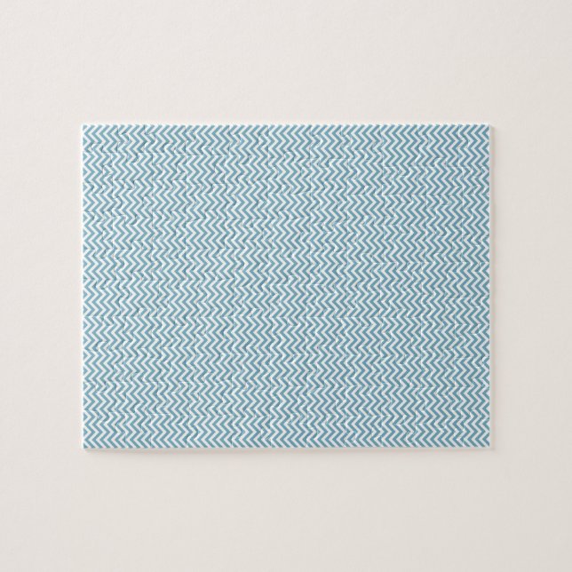 Puzzle Chevron bleu avec Monogramme (Horizontal)