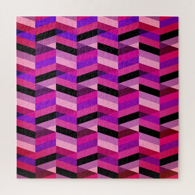 Puzzle Chevron/Herringbone abstrait | Violets et Violet (Vertical)
