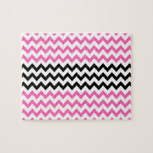 Puzzle Chevron rose et noir par Shirley Taylor