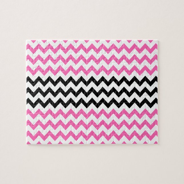 Puzzle Chevron rose et noir par Shirley Taylor (Horizontal)