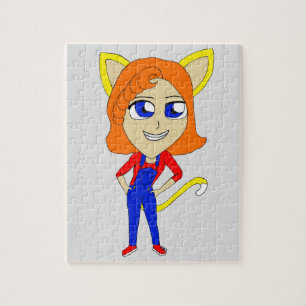 Puzzle chibi fille chat