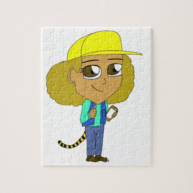 Puzzle chibi girl with a tiger tail (Vertical)