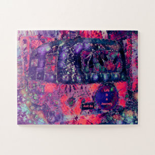Puzzle Chic boho de Hippie rose violet de Camper rétro