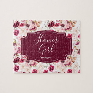 Puzzle Chic Bourgogne & Rose Fleur de Fille de Fleur aqua