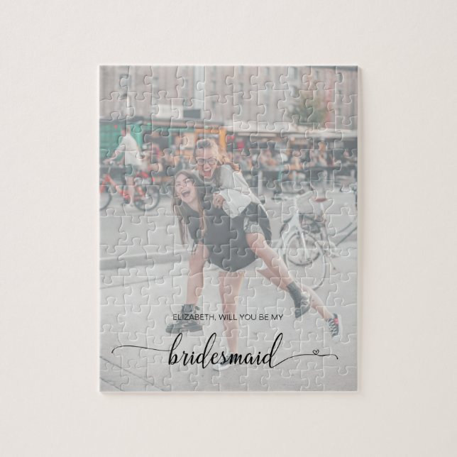 Puzzle Chic Faux Vellum Effet Photo Bridesmaid (Vertical)