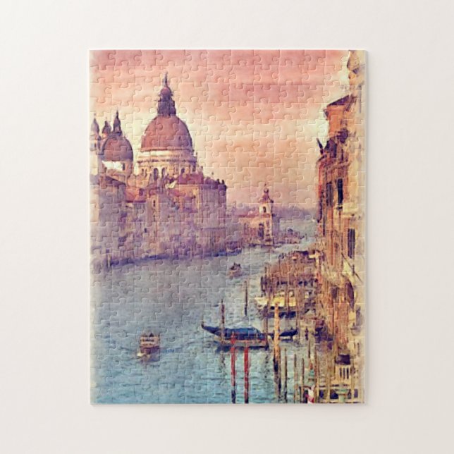 Puzzle Chic Vintage Italie Venise Canal Pastel Aquarelle (Vertical)