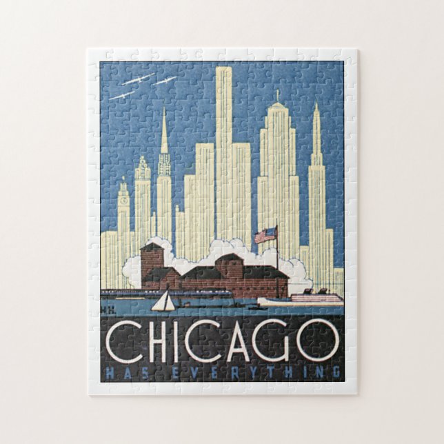 Puzzle Chicago a tout affiche de Vintage voyage (Vertical)