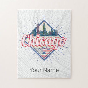Puzzle Chicago Illinois États-Unis Retro Skyline États-Un