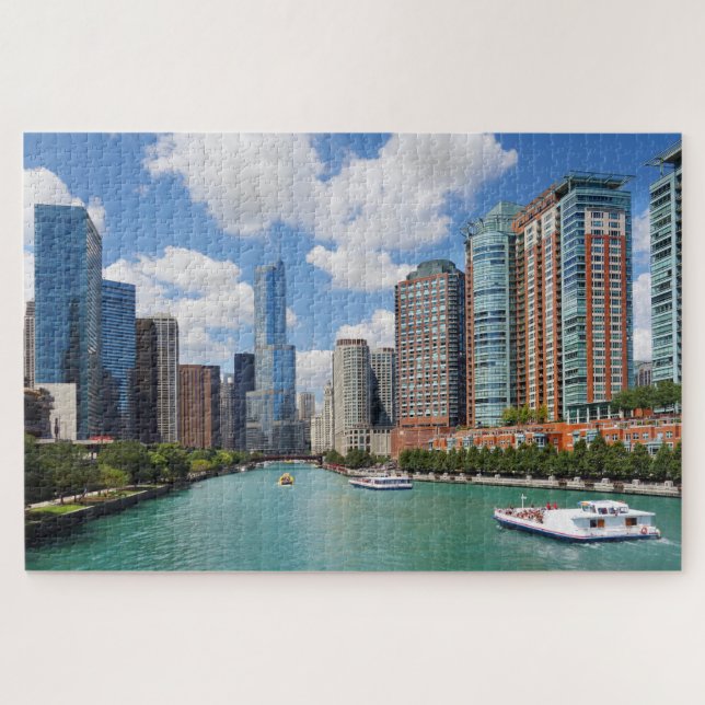 Puzzle Chicago Illinois River City Skyline (Horizontal)