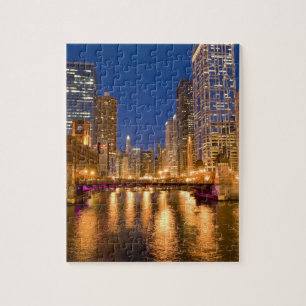 Puzzle Chicago, Illinois, Skyline et rivière Chicago à