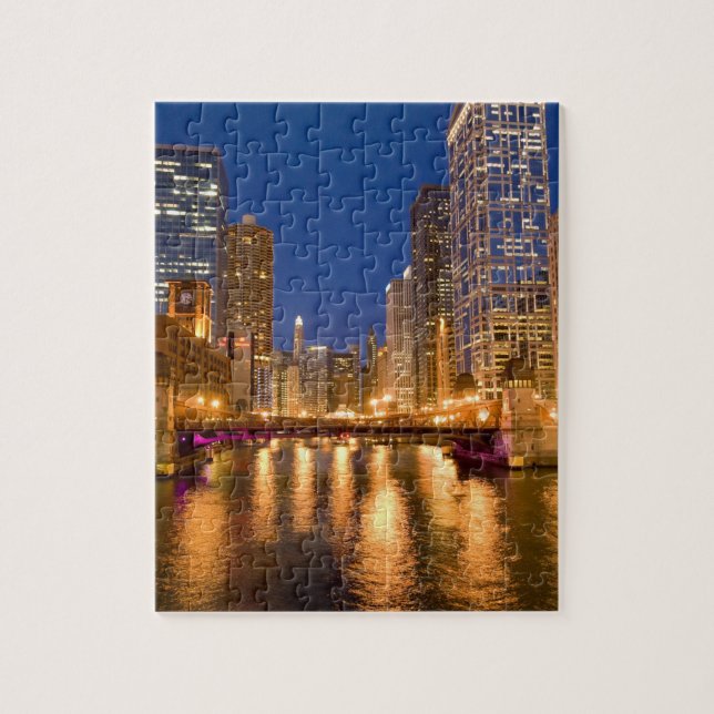 Puzzle Chicago, Illinois, Skyline et rivière Chicago à (Vertical)