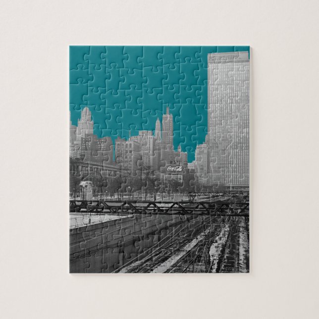 Puzzle Chicago Rail Yards Michigan Avenue 1960 photo (Vertical)