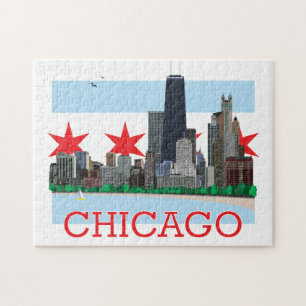 Puzzle Chicago Skyline et City Flag