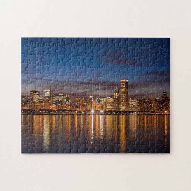 Puzzle Chicago Skyline La Nuit (Horizontal)