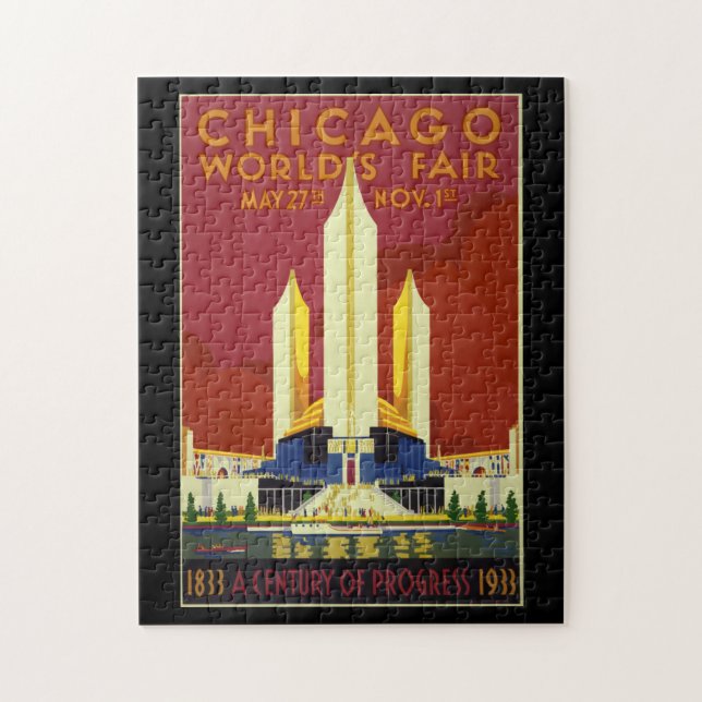 Puzzle Chicago Worlds Fair Poster vintage 1933 (Vertical)