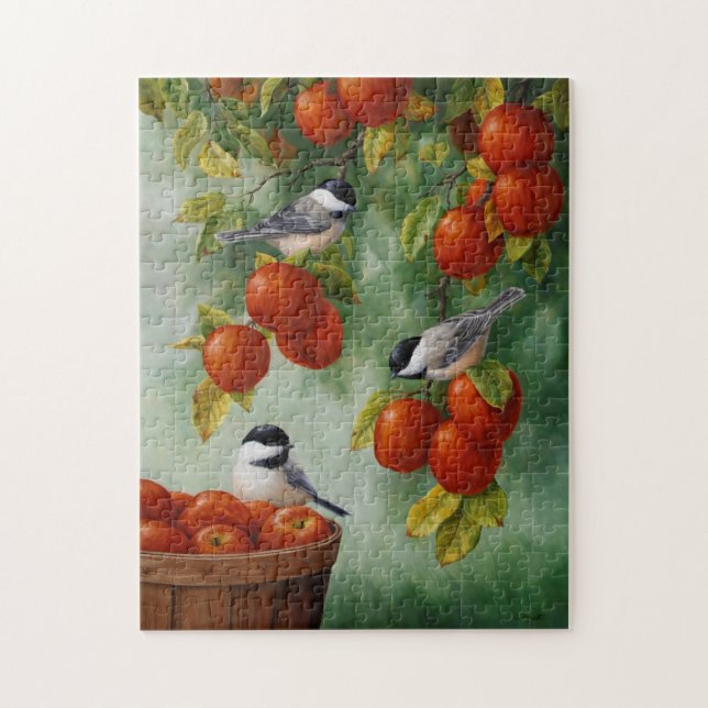 Puzzle Chickadee Birds Apple Harvest (Vertical)