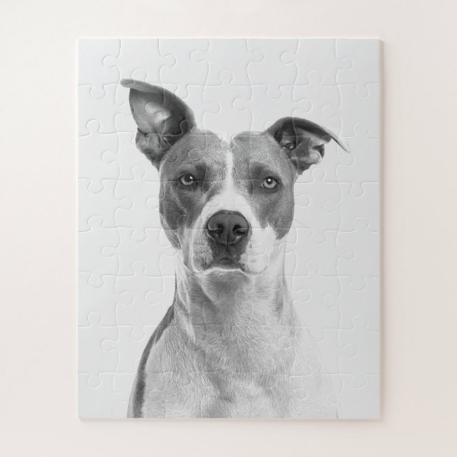 Puzzle Chien À Cheveux Courte En Gris (Noir & Blanc) (Vertical)