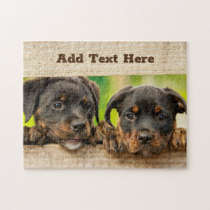 Puzzle Chien à chiots de Rottweiler personnalisé