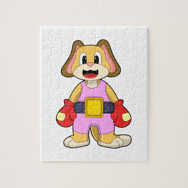 Puzzle Chien à la boxe avec gants de boxe (Vertical)